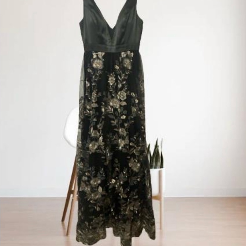 Trixxi Black and Gold Floral Maxi Dress